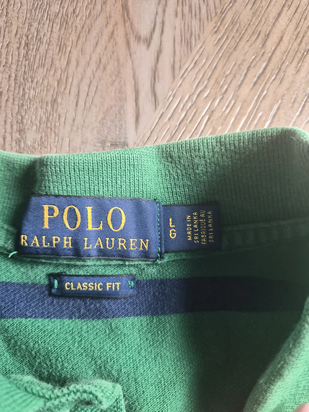 Ralph Lauren Green Polo with Navy Stripes and Yellow Pony